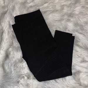 Black Moto-Style Leggings - XXL